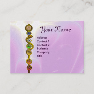 ROD OF ASCLEPIUS,7 CHAKRAS,YOGA INSTRUCTOR Pink Business Card