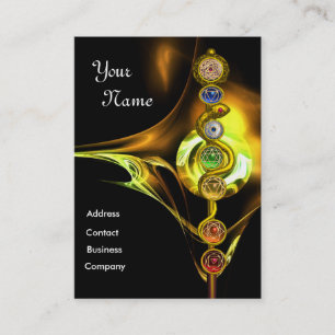 ROD OF ASCLEPIUS,7 CHAKRAS ,YOGA INSTRUCTOR Yellow Business Card