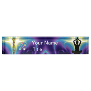 ROD OF ASCLEPIUS,7 CHAKRAS,YOGA LOTUS POSE NAMEPLATE