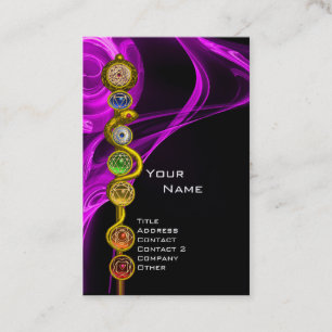 ROD OF ASCLEPIUS,7 CHAKRAS YOGA LOTUS POSE Purple Business Card