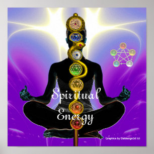 ROD OF ASCLEPIUS 7 CHAKRAS,YOGA LOTUS POSE Purple Poster