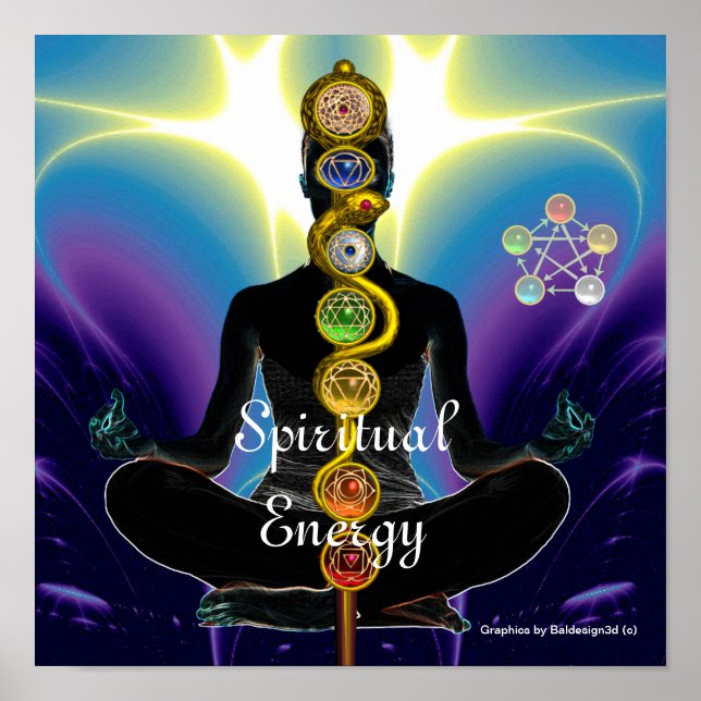 ROD OF ASCLEPIUS 7 CHAKRAS,YOGA LOTUS POSE Purple Poster (Front)