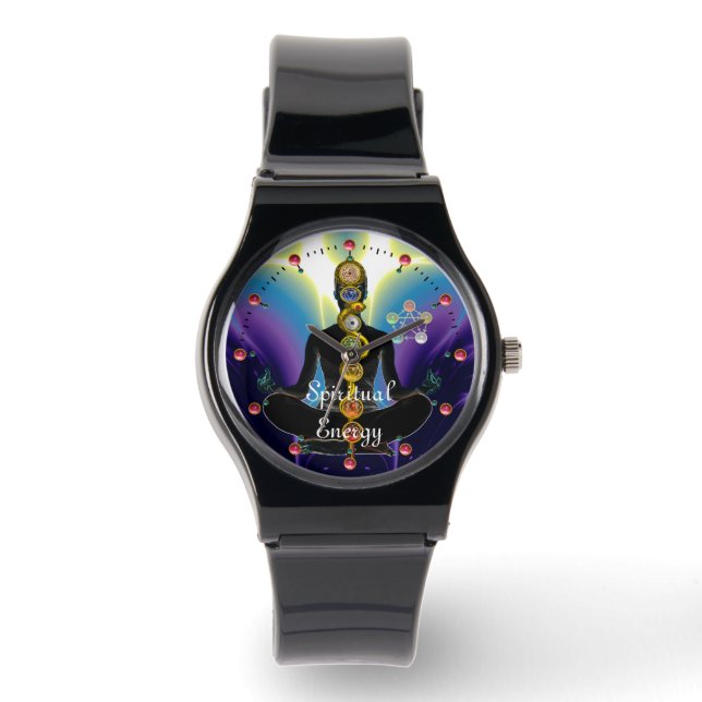 ROD OF ASCLEPIUS 7 CHAKRAS,YOGA LOTUS POSE Purple Watch (Front)