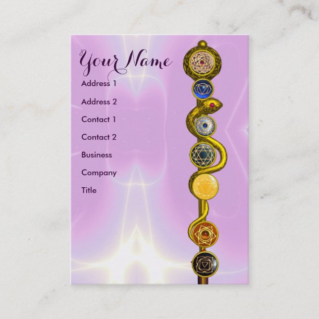 ROD OF ASCLEPIUS,7 CHAKRAS,YOGA ,SPIRITUAL ENERGY BUSINESS CARD (Front)