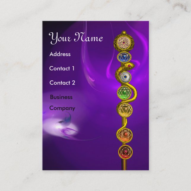 ROD OF ASCLEPIUS,7 CHAKRAS,YOGA ,SPIRITUAL ENERGY BUSINESS CARD (Front)