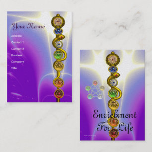 ROD OF ASCLEPIUS,7 CHAKRAS,YOGA ,SPIRITUAL ENERGY BUSINESS CARD