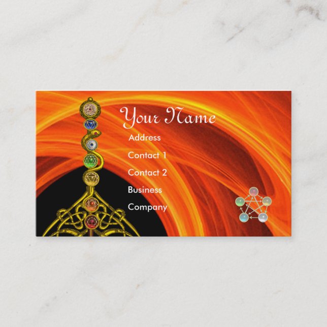ROD OF ASCLEPIUS,7 CHAKRAS,YOGA ,SPIRITUAL ENERGY BUSINESS CARD (Front)