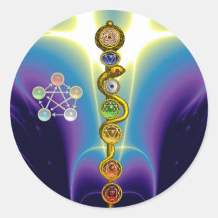 ROD OF ASCLEPIUS 7 CHAKRAS,YOGA ,SPIRITUAL ENERGY CLASSIC ROUND STICKER