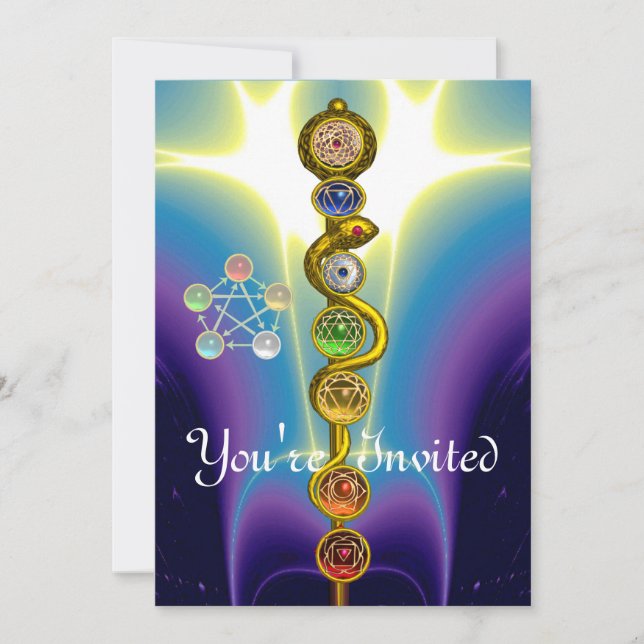 ROD OF ASCLEPIUS 7 CHAKRAS,YOGA ,SPIRITUAL ENERGY INVITATION (Front)