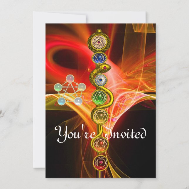 ROD OF ASCLEPIUS 7 CHAKRAS,YOGA ,SPIRITUAL ENERGY INVITATION (Front)