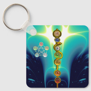 ROD OF ASCLEPIUS 7 CHAKRAS,YOGA ,SPIRITUAL ENERGY KEY RING