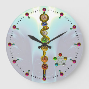 ROD OF ASCLEPIUS 7 CHAKRAS,YOGA ,SPIRITUAL ENERGY LARGE CLOCK