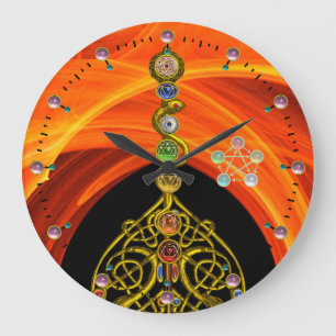 ROD OF ASCLEPIUS 7 CHAKRAS,YOGA ,SPIRITUAL ENERGY LARGE CLOCK