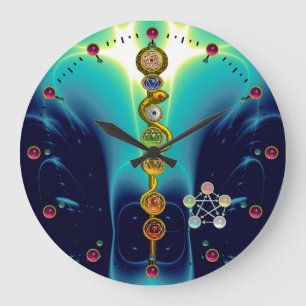 ROD OF ASCLEPIUS 7 CHAKRAS,YOGA ,SPIRITUAL ENERGY LARGE CLOCK
