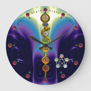 ROD OF ASCLEPIUS 7 CHAKRAS,YOGA ,SPIRITUAL ENERGY LARGE CLOCK