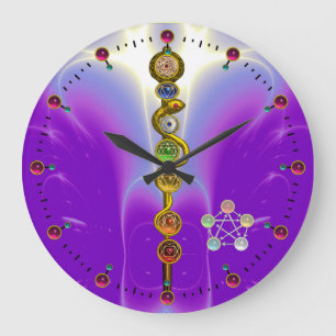 ROD OF ASCLEPIUS 7 CHAKRAS,YOGA ,SPIRITUAL ENERGY LARGE CLOCK