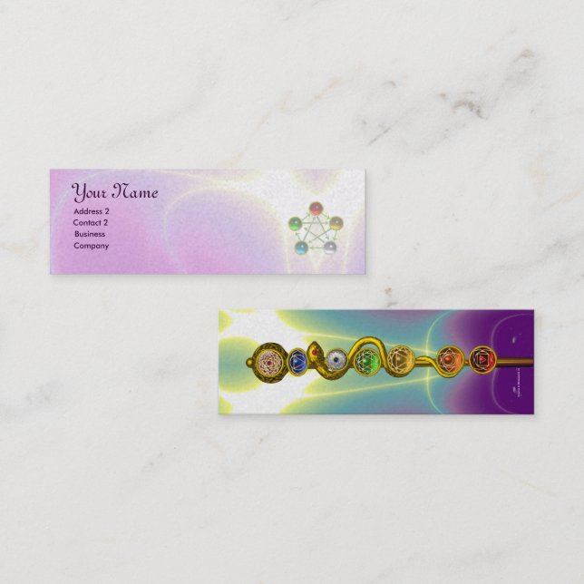 ROD OF ASCLEPIUS,7 CHAKRAS,YOGA ,SPIRITUAL ENERGY MINI BUSINESS CARD (Front/Back)
