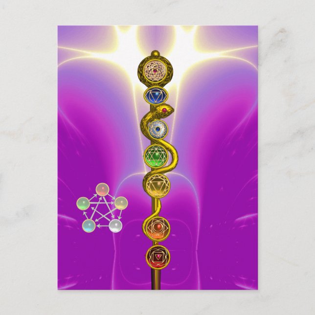 ROD OF ASCLEPIUS 7 CHAKRAS,YOGA ,SPIRITUAL ENERGY POSTCARD (Front)