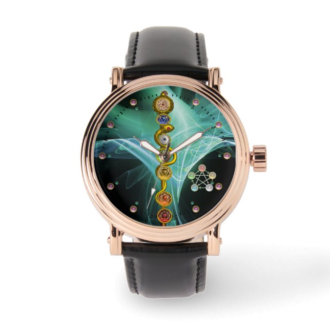 ROD OF ASCLEPIUS 7 CHAKRAS,YOGA ,SPIRITUAL ENERGY WATCH (Front)