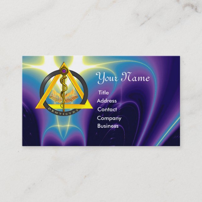 ROD OF ASCLEPIUS DENTIST DENTISTRY BUSINESS CARD (Front)