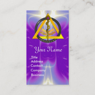 ROD OF ASCLEPIUS DENTIST DENTISTRY MONOGRAM PEARL BUSINESS CARD
