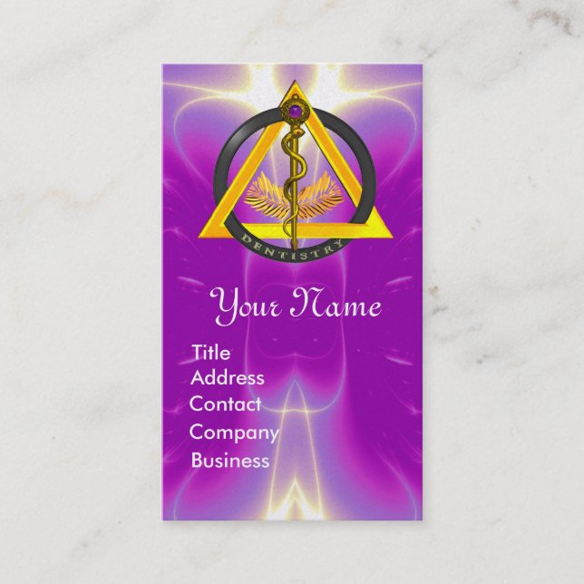 ROD OF ASCLEPIUS DENTIST DENTISTRY MONOGRAM PEARL BUSINESS CARD (Front)