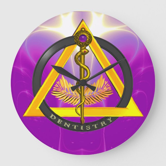 ROD OF ASCLEPIUS DENTIST DENTISTRY SYMBOL LARGE CLOCK (Front)