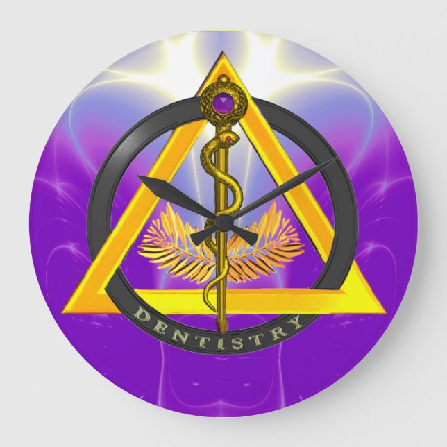 ROD OF ASCLEPIUS DENTIST DENTISTRY SYMBOL LARGE CLOCK (Front)