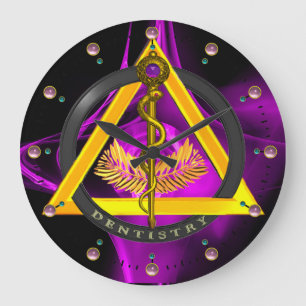 ROD OF ASCLEPIUS DENTIST DENTISTRY SYMBOL ,Lilac Large Clock