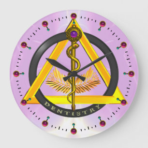 ROD OF ASCLEPIUS DENTIST DENTISTRY SYMBOL ,Lilac Large Clock