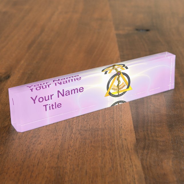 ROD OF ASCLEPIUS DENTIST DENTISTRY SYMBOL Lilac Nameplate (Side)