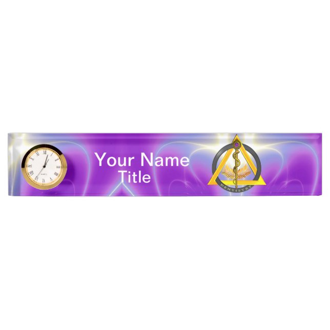 ROD OF ASCLEPIUS DENTIST DENTISTRY SYMBOL, Purple Nameplate (Front)