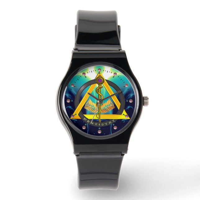 ROD OF ASCLEPIUS DENTIST DENTISTRY SYMBOL, Teal Watch (Front)