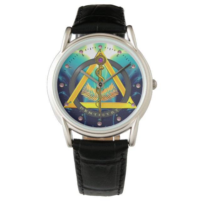 ROD OF ASCLEPIUS DENTIST DENTISTRY SYMBOL, Teal Watch (Front)
