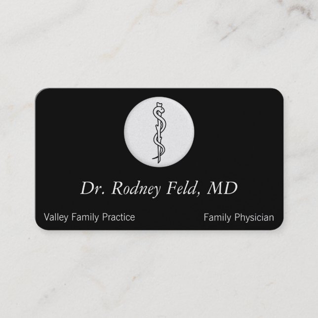 Rod of Asclepius [medical symbol] Business Card (Front)