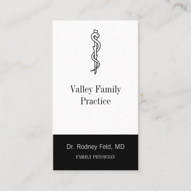 Rod of Asclepius [medical symbol] Business Card (Front)