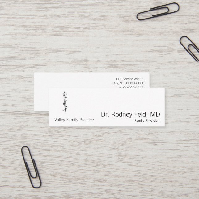 Rod of Asclepius [medical symbol] Mini Business Card (Front/Back In Situ)