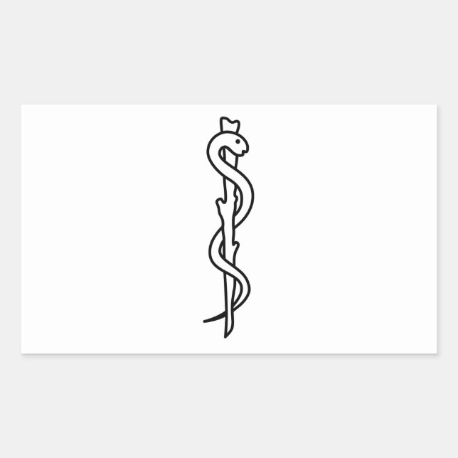 Rod of Asclepius [medical symbol] Rectangular Sticker (Front)