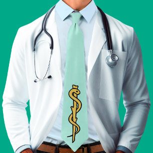 Rod of Asclepius Neck Tie (Light Scrubs Green)