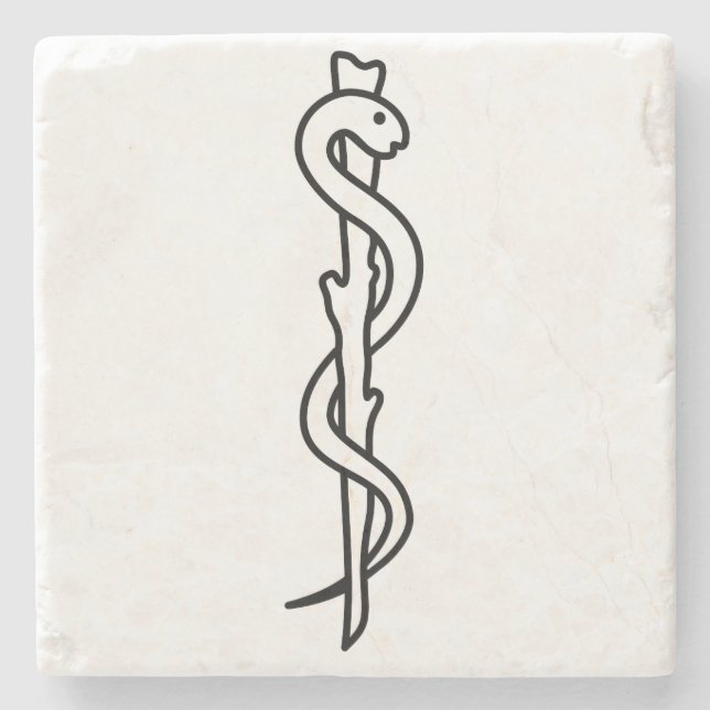 Rod of Asclepius Stone Coaster (Front)