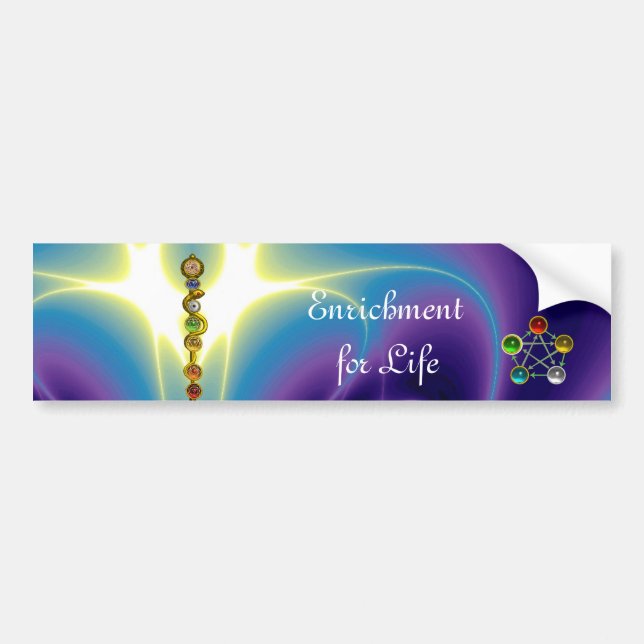 ROD OF ASCLEPIUS WITH 7 CHAKRAS ,SPIRITUAL ENERGY BUMPER STICKER (Front)