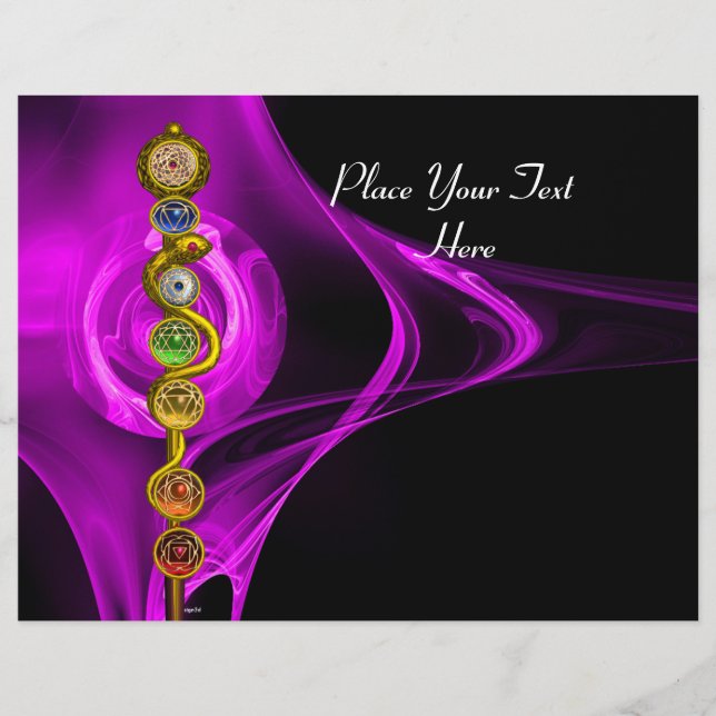 ROD OF ASCLEPIUS WITH 7 CHAKRAS ,SPIRITUAL ENERGY FLYER (Front)