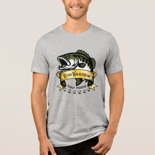 "Rod Warrior" personalised sport Bass fishing Tri-Blend Shirt