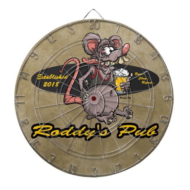 Roddy Rat Cartoon Rat Fink Graphic Beer Pub Bar Dartboard (Front)