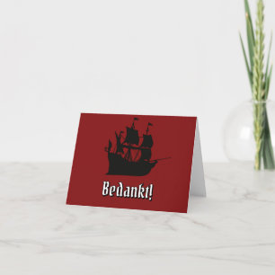 Rode en Zwarte Piratenschip Verjaardag Bedankt Thank You Card