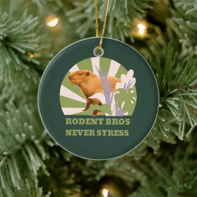 Rodent Bros Never Stress Capybara Ceramic Ornament (Tree)