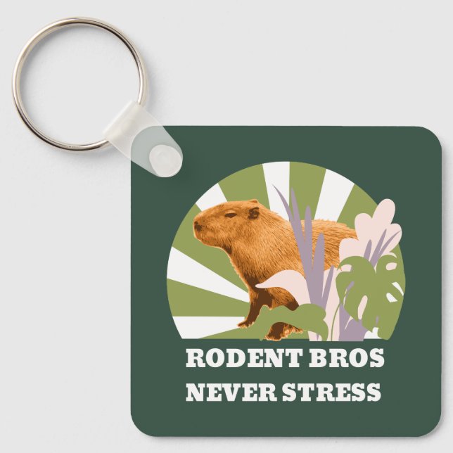 Rodent Bros Never Stress Capybara Key Ring (Front)