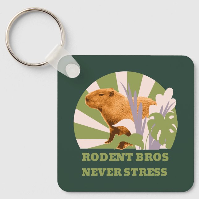 Rodent Bros Never Stress Capybara Key Ring (Front)