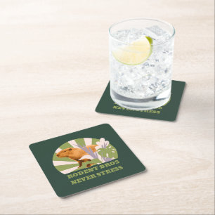 Rodent Bros Never Stress Capybara Square Paper Coaster