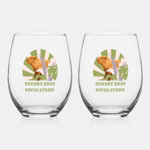 Rodent Bros Never Stress Capybara Stemless Wine Glass